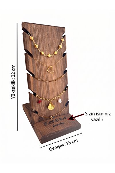Trivon Studio Trivon Doğal Masif Ahşap Çok Katlı Kolye Standı ve Takı Düzenle...