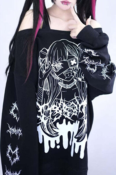 Köstebek Kawaii Off-Shoulder Anime Girl Unisex Sweatshirt