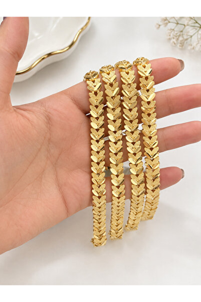 Gold Yaprak Desenli Şık Bileklik