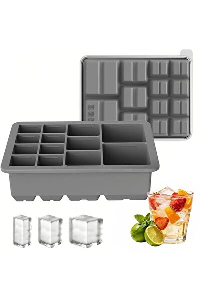 Generic Ice Cube Tray, 2-Pack Silicone Ice Cube Tray With Lid, Multi-Size 13 ...