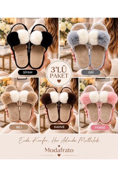 Moda Frato 3-Pack Lovely Indoor Women's Slippers Home Slippers Soundproof Sol...