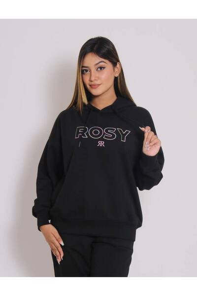 unbranded Ladies Oversized Terry Hoody Set - Warm and Stylish - Black - L