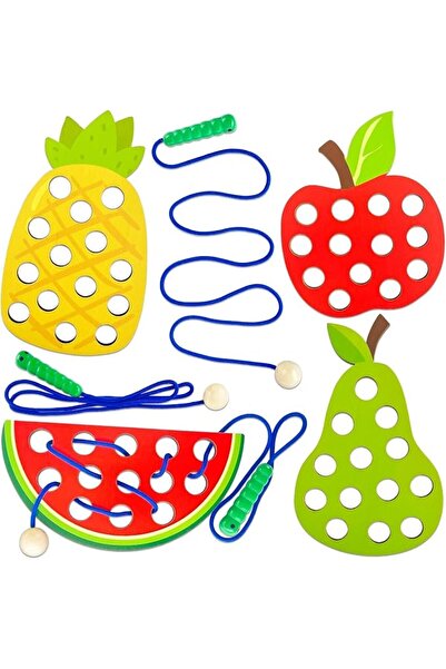 Generic 4 Pack Wooden Lacing Toy for Toddlers,Educational Threading Activity ...