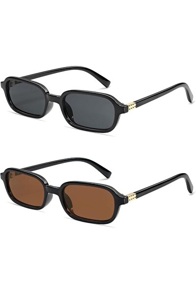 KOWVOWZ 2 PCS Retro Sunglasses for Women Men, 90s Vintage Narrow Frame Fashio...