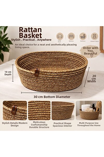 EYLCOTTON Jute Bathroom Organizer Basket Set – Towel Basket, Cosmetics and Ca...