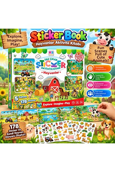 TRUST STORE Sticker Book Animals Animals Activity Book 5 Scenes 178 Stickers ...