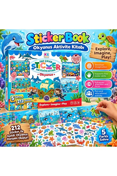 TRUST STORE Sticker Book Ocean Activity Book 5 Scenes 212 Stickers Sea Creatu...