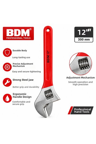 NSE Bdm 12" Frog Wrench 300 mm Adjustable Spanner – Professional Hand Tool