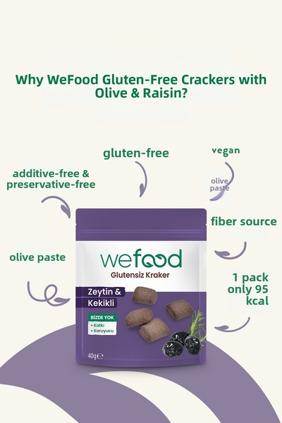 Wefood بسكويت الزيتون والزعتر الخالي من الغلوتين 40 جرام، عبوة من 3 قطع