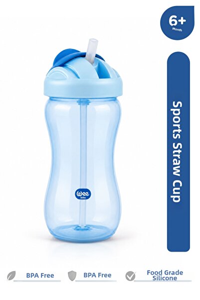 Wee Baby كوب رياضي مع مصاصة مقاوم للانسكاب، كوب ماء للأطفال سعة 350 مل باللون...