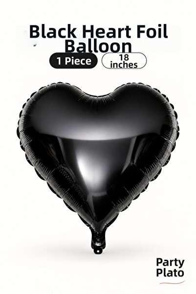 era balon بالون من رقائق الفويل على شكل قلب أسود مقاس 18 بوصة قطعة واحدة لتزي...