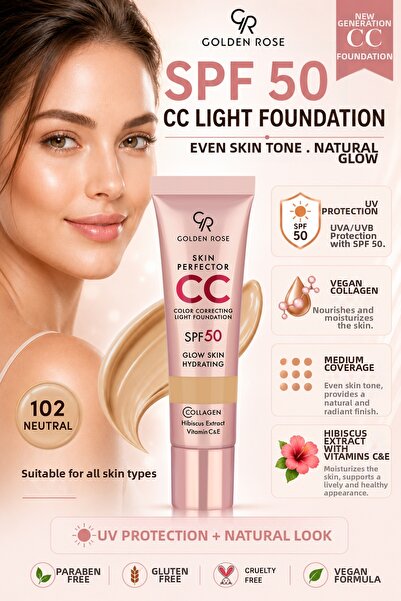 Golden Rose Skin Perfector Color Correcting Light Foundation - 102 Neutral - ...