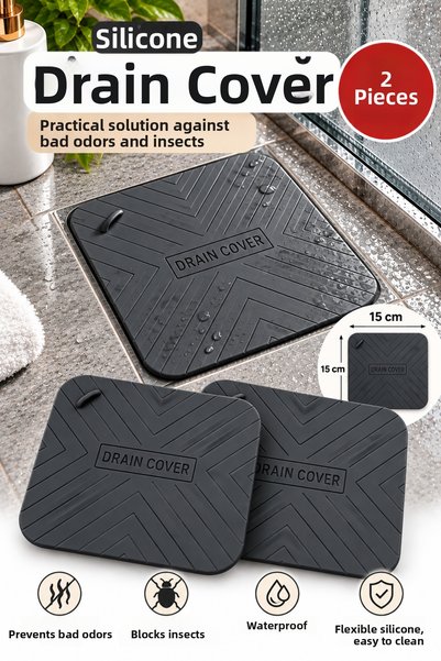 CKM silikon قطعتان من غطاء تصريف السيليكون مقاس 15x15 سم - غطاء تصريف أرضية ا...