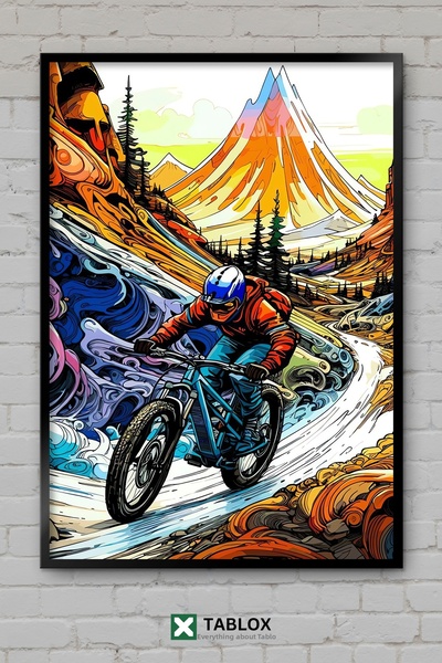 TABLOX Downhill Domination Game Biciclete Curse Retro Ramă decorativă MDF Tablo