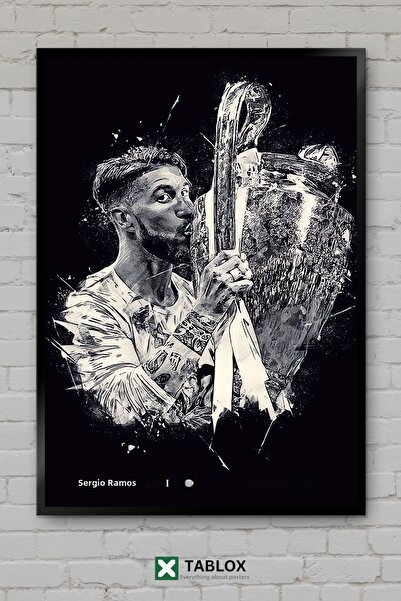 TABLOX Sergio Ramos Fotbalist Fotbal Spania Poster înrămat Tablou decorativ d...