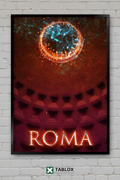 TABLOX Αφίσα Roma As Football Club Italy με κορνίζα, διακοσμητικός πίνακας ζω...