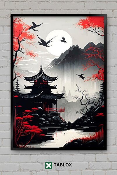 TABLOX Red Japan Red Japan Art Μινιμαλιστική Αφίσα με Κορνίζα Διακοσμητικός Π...