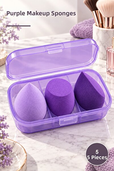 Yenilig 5 Pieces of Pear Sponge with Stand Purple