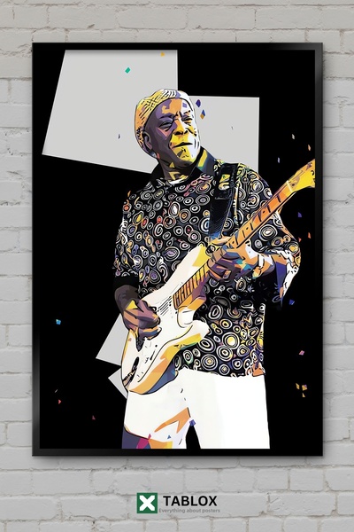 TABLOX Μπλουζένιος κιθαρίστας Buddy Guy, Μουσικό Πορτρέτο με Κορνίζα, Διακοσμ...