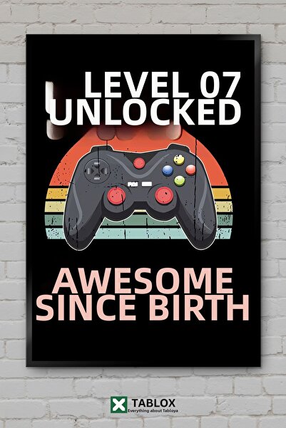 TABLOX Retro Gaming Level 7 Doğum Günü Birthday Gamer Tablou decorativ înrăma...