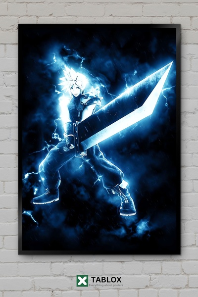TABLOX Cloud Strife Final Fantasy Game Character Frame View Decorativ MDF Tablo