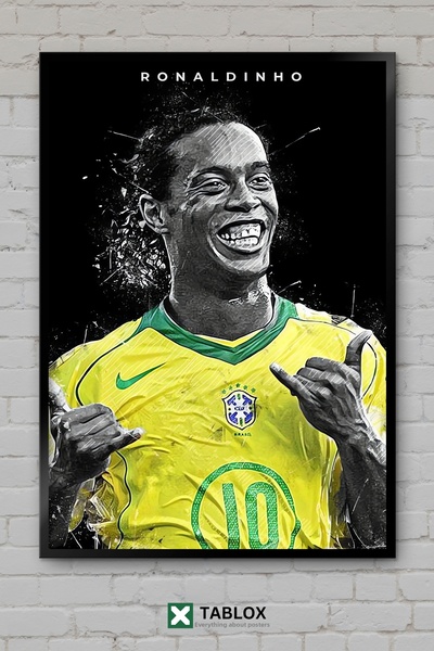TABLOX Ronaldinho, jucător de fotbal, legenda braziliană, portret, cadru spor...