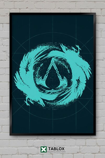 TABLOX Simbolul jocului Assassins Creed Valhalla, tablou decorativ înrămat di...