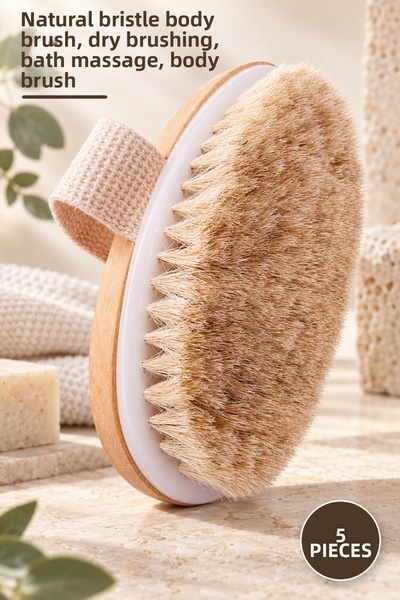 Yenilig 5 Pieces of Natural Horsehair Cellulite Brush – Natural Bristle Body ...