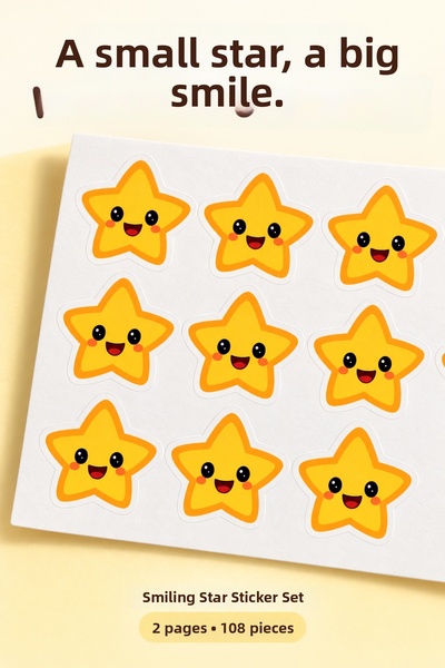 Hanelia Art Smiling Stars Sticker Set 108 Pieces – 2 Sheets |   Student Awarding, Homework Tracking, and Notebook Decoration