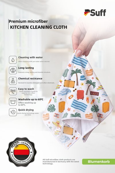 Suff Blumenkorb Microfiber Kitchen Cleaning Cloth Water Absorbent Decorative Large Size Patterned Cleaning Cloth 70X50 cm Holiday Mode