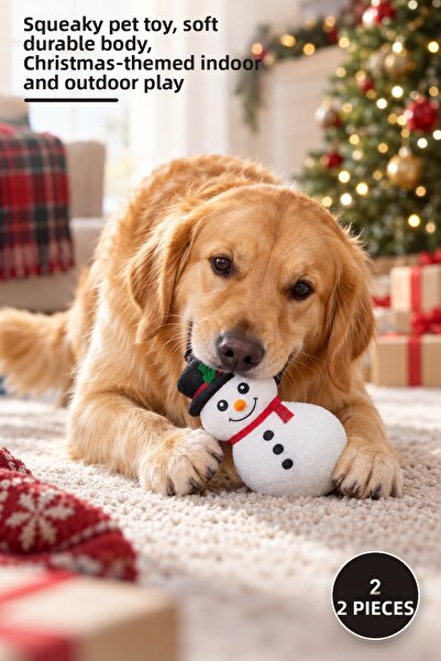 Yenilig 2 Pieces of Dog Toys with Sound and Snowman Design – Squeaky Pet Toy,...