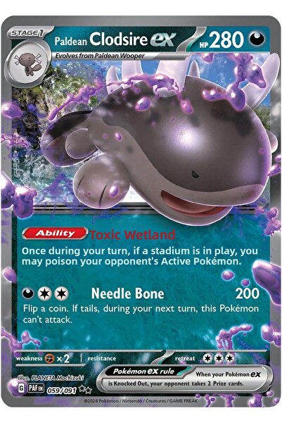 Pokemon Paldean Clodsire Ex # 59 Paldean Fates Original Card