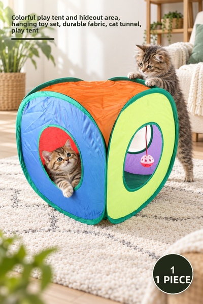 Yenilig 1 Piece Cat Play Tunnel – Colorful Play Tent and Hideout, Hanging Toy...