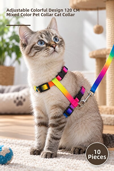 Yenilig 10 Pieces Multicolor Cat Collars – Adjustable Colorful Design 120 cm ...