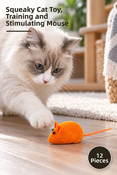 Yenilig 12 Pieces of Cat Training Game Mouse – Sound-Activated Cat Toy, Train...