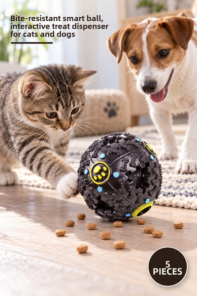 Yenilig 5 Pieces of Sound-Sensing Food-Finding Toy – Bite-Resistant Smart Bal...
