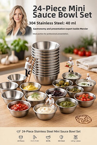 Transformacion 24-Piece Steel Mini Sauce Bowl Set 6X3.5 cm Jam Bowl Breakfast...