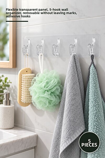 Yenilig 5-Piece Self-Adhesive Hook Hanger Set – Flexible Translucent Panel, W...
