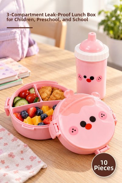Yenilig 10-Piece Nutrition and Food Set – 3-Compartment Leak-Proof Flask Comp...
