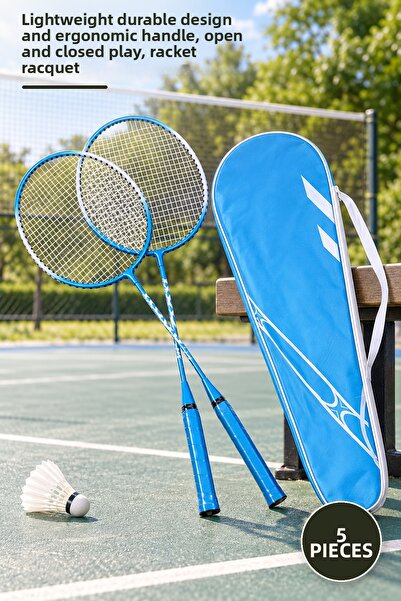 Yenilig 5-Piece Badminton Racket Set – Lightweight, Durable Design and Ergono...