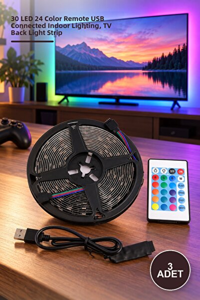 Yenilig 3 Pieces Rgb Led Strip – 30 Leds 24 Colors Controlled USB Connected I...