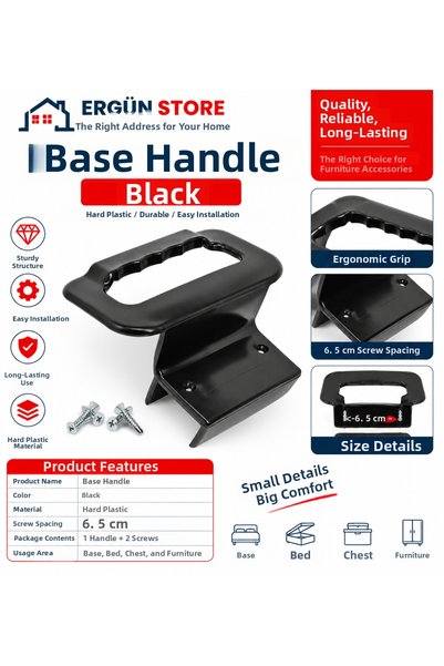 Ergün Store Plastic Base Handle Bed Lifting Handle Handle Grip Handle Black 1...