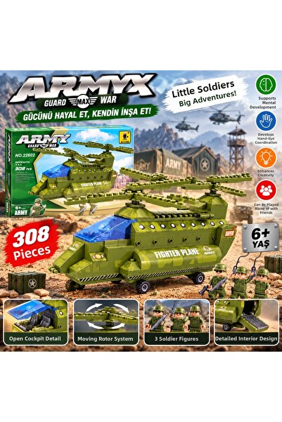 TRUST STORE Military Helicopter Building Set 308 Pieces Combat Helicopter wit...