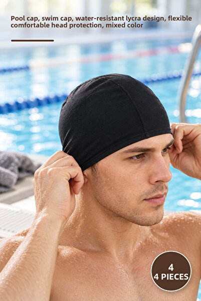 Yenilig 4 Pieces Lycra Fabric Swimming Cap – Pool Cap, Swim Cap, Water-Resist...