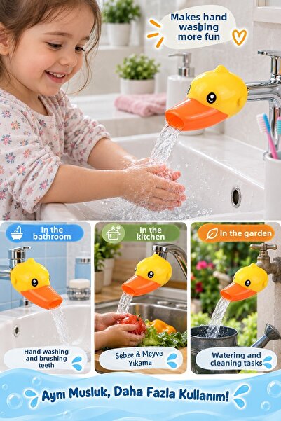 İnfeta Children's Faucet Extender Head Apparatus with Yellow Duck Figure