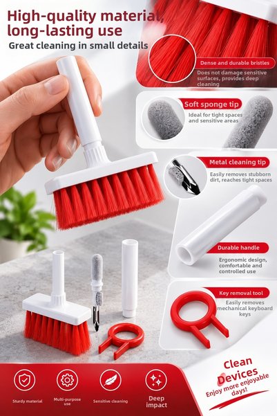 İnfeta Red Multi-Purpose Keyboard Computer Laptop Headphone Cleaning Brush