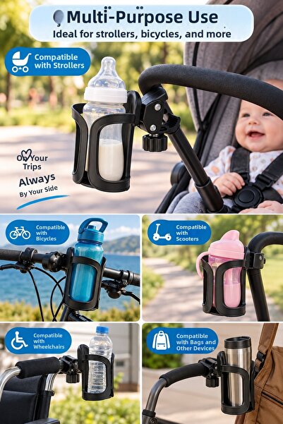 İnfeta Black 360 °   Adjustable Baby Stroller Bicycle Feeding Bottle Water Bo...