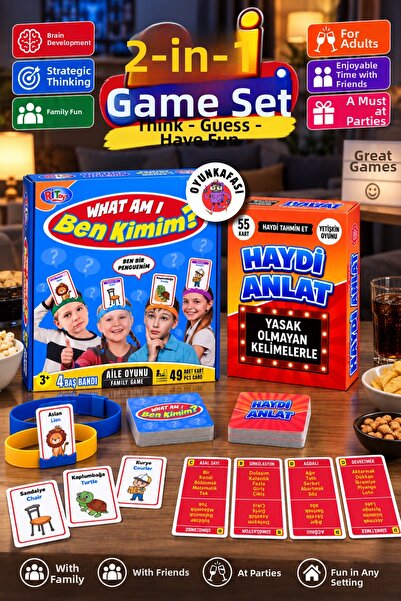 OYUNKAFASI 2-Piece Game Set Who Am I? Let's Tell a Story Guessing and Word Telling Family Friend Entertainment Game