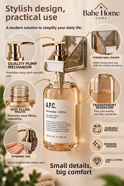 bahe home 2-Piece Liquid Soap Dispenser Shower Shampoo Dispenser Wall Mounted Dispenser Adhesive