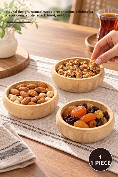 Yenilig 1 Piece Snack Bowl Set – Round Design, Natural Wood Presentation, Min...